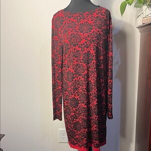 MICHAEL Michael Kors Red and Black Long Sleeve Dress